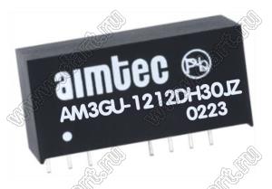 AM3GU-1212DH30JZ модульный источник питания постоянного тока (DC/DC); Uвх=12 (4,5...36)В; Uвых=±12В; Iвых=±125мА; 3Вт