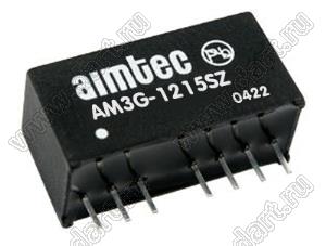 AM3G-1215SZ модульный источник питания постоянного тока (DC/DC); Uвх=9...18В; Uвых=15В; Iвых=200мА; Uпр=1600; 3Вт