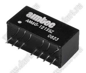 AM6G-1215SZ модульный источник питания постоянного тока (DC/DC); Uвх=9...18В; Uвых=15В; Iвых=400мА; Uпр=1500; 6Вт