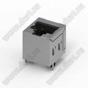 210A-11C0A-RA10 разъем RJ45 экранированный, вертикальный, DIP, без светодиода, 5u"