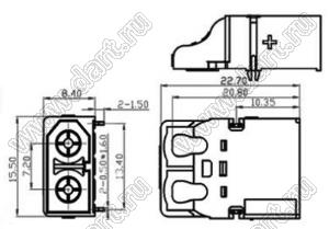 XT60PT-M вилка SMD на плату горизонтальная; 2-конт.