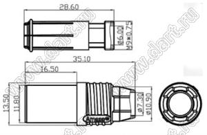 AS150-F-BLACK гнездо на провод; 1-конт.