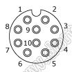 216A-10FO0 разъем M12 (код А), розетка, для опрессовки на кабель; 10-конт.; 30В; 1,5А; IP 67