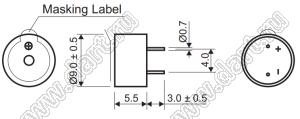 HCM-0903A излучатель звука без генератора; Uпит.=3,0В