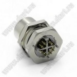 216X-08FSF разъем M12 (код X), розетка прямая, гайка спереди; 8-конт.; 50VAC/60VDC; 0,5А; IP 67
