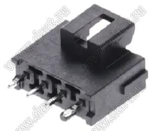 MOLEX Ultra-Fit™ 1722861304 вилка однорядная прямая для выводного монтажа с изогнутыми выводами, цвет черный; 4-конт.