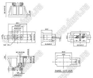 R-201SN(B04) разъем IEC 60320 (C8) сетевого питания; 250 B; 2,5 A