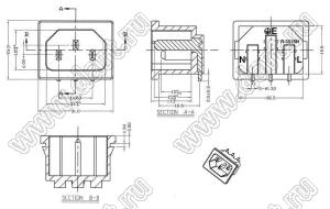 R-301SN(C01) разъем IEC 60320 (C14) сетевого питания; 15 A / 10 A; 250 B