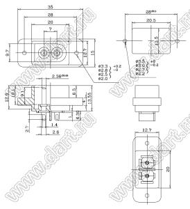 JR-201DA разъем IEC 60320 (C8) сетевого питания; 250 B; 2,5 A