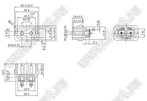 R-201B(B02) разъем IEC 60320 (C8) сетевого питания; 250 B; 2,5 A