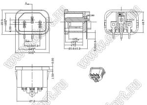 R-301SN(C49) разъем IEC 60320 (C14) сетевого питания; 15 A / 10 A; 250 B