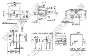 R-301SN(B54) разъем IEC 60320 (C14) сетевого питания; 15 A / 10 A; 250 B