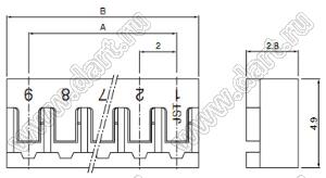 B2002-06P (06P-SJN) корпус прямой колодки на кабель запаиваемой в плату; шаг 2,00мм; 6-конт.; нейлон-66; цвет натуральный