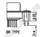 DS1034-09F-BR (5502-09S-BR, DP-09F) розетка прямая D-SUB для пайки в плату; 9-конт.; защелки в плату