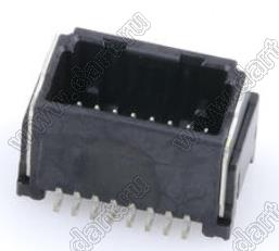 MOLEX Micro-Lock1.25™ 5054331621 вилка двухрядная прямая для SMD монтажа, цвет черный; 16-конт.