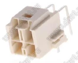 MOLEX CP-6.5™ 2035551214 вилка двухрядная угловая для выводного монтажа, упаковка в пенале, цвет натуральный; 4-конт.