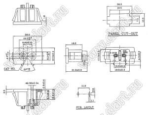 R-201SN90(01)B разъем IEC 60320 (C8) сетевого питания; 250 B; 2,5 A