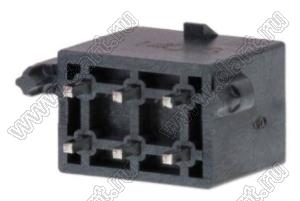 MOLEX Mega-Fit™ 768290006 вилка двухрядная прямая с защелками в плату для выводного монтажа, цвет черный; 6-конт.