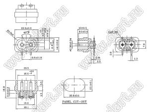 R-201B90(B00) разъем IEC 60320 (C8) сетевого питания; 250 B; 2,5 A