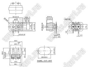 R-201B90(B00) разъем IEC 60320 (C8) сетевого питания; 250 B; 2,5 A