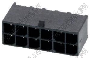 MOLEX Mega-Fit™ 768290112 вилка двухрядная прямая для выводного монтажа, цвет черный; 12-конт.