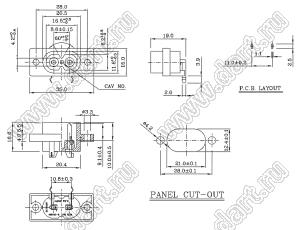 R-201B90(B02) разъем IEC 60320 (C8) сетевого питания; 250 B; 2,5 A