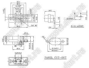 R-201B90(B02) разъем IEC 60320 (C8) сетевого питания; 250 B; 2,5 A