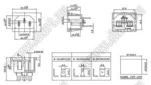 R-301SN(01) разъем IEC 60320 (C14) сетевого питания; 15 A / 10 A; 250 B