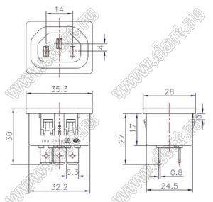ZE-3B-4 разъем IEC 60320 (C17) сетевого питания; 10 A; 250 B
