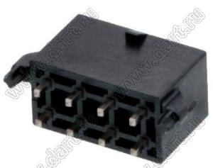 MOLEX Mega-Fit™ 1720651008 вилка двухрядная прямая с защелками в плату для выводного монтажа, цвет черный; 8-конт.