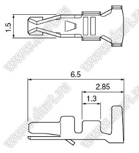 SPHD-002T-P0.5 терминал (контакт) розетки на провод; шаг 2,00мм; Фосфористая бронза луженая