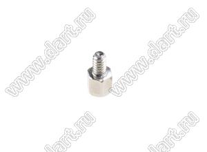 SCR-15S (TB-09670029007) стойка шестигранная UNC4-40 для разъемов D-SUB; SW=4,75мм; A=4,8мм; B=9,8мм; сталь углеродистая никелированная