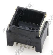 MOLEX Micro-Lock1.25™ 5054331031 вилка двухрядная прямая для SMD монтажа с пленкой каптон, цвет черный; 10-конт.