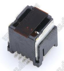 MOLEX Micro-Lock1.25™ 5054330891 вилка двухрядная прямая для SMD монтажа с пленкой каптон, цвет черный; 8-конт.