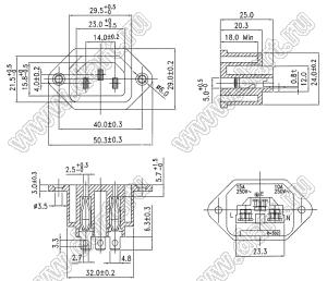 R-302(B00) разъем IEC 60320 (C13) сетевого питания; 15 A / 10 A; 250 B