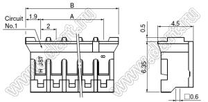 A2001-06Y (PH-6Y, MU-06F, PHR-6, HB-06, 51065-0600, DS1066-06MC) розетка на кабель; шаг 2,00мм; 6-конт.; нейлон-66; цвет натуральный