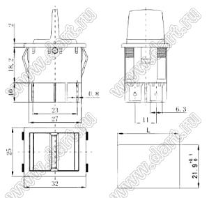 K3-E переключатель клавишный; 20A 250VAC / 25A 250VAC / 30A 250VAC