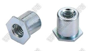 TSO-M3-400 втулка запрессовочная резьбовая сквозная; резьба M3x0,5; L=4,0мм; D=4,19мм; сталь оцинкованная