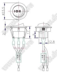 ZE-201-3D переключатель клавишный; LO-OFF-HI / HI-OFF-LO; 5A 250VAC