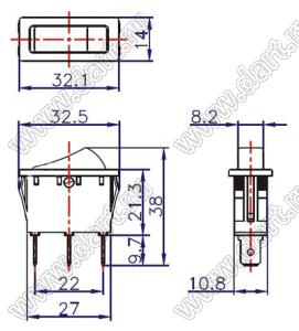 ZE-235A переключатель клавишный; ON-ON; 1P2T; 8A 250VAC