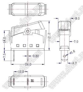 RK-09 переключатель клавишный; ON-OFF; 10A 250VAC
