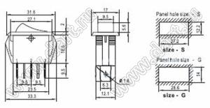 RL1-511/N-C-2-RE/BK-P1-G переключатель клавишный; ON-OFF; 3P; SPST; 16A 250VAC; красный; черный; маркировка O I; с подсветкой