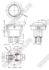 ZE-401L переключатель клавишный; ON-OFF; 2P1T / 1P1T; 12A 250VAC; с подсветкой