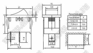 RL3-111-G-8-RE/BK-P5 переключатель клавишный; ON-OFF; 2P; SPST; 6A 250VAC; красный; черный; маркировка ON OFF