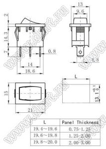 K2-B переключатель клавишный; 10A 250VAC / 15A 250VAC / 20A 250VAC