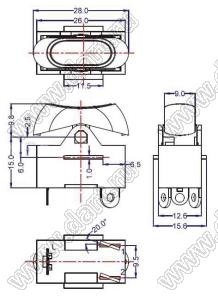 RK-07A переключатель клавишный; L-1.OFF.L-2; 10A 250VAC