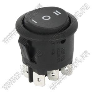 RL3-5(X)23-G-7-BK/BK-P4 переключатель клавишный; ON-OFF-ON; 6P; DPDT; 6A 250VAC; черный; черный; маркировка I O II