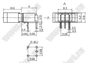 SRLS-102-C3H переключатель клавишный; ON-ON; SPDT; 3P