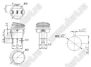 K5-B переключатель клавишный; 10A 250VAC / 15A 250VAC / 20A 250VAC