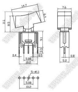 SRLS-102-A2T переключатель клавишный; ON-ON; SPDT; 3P